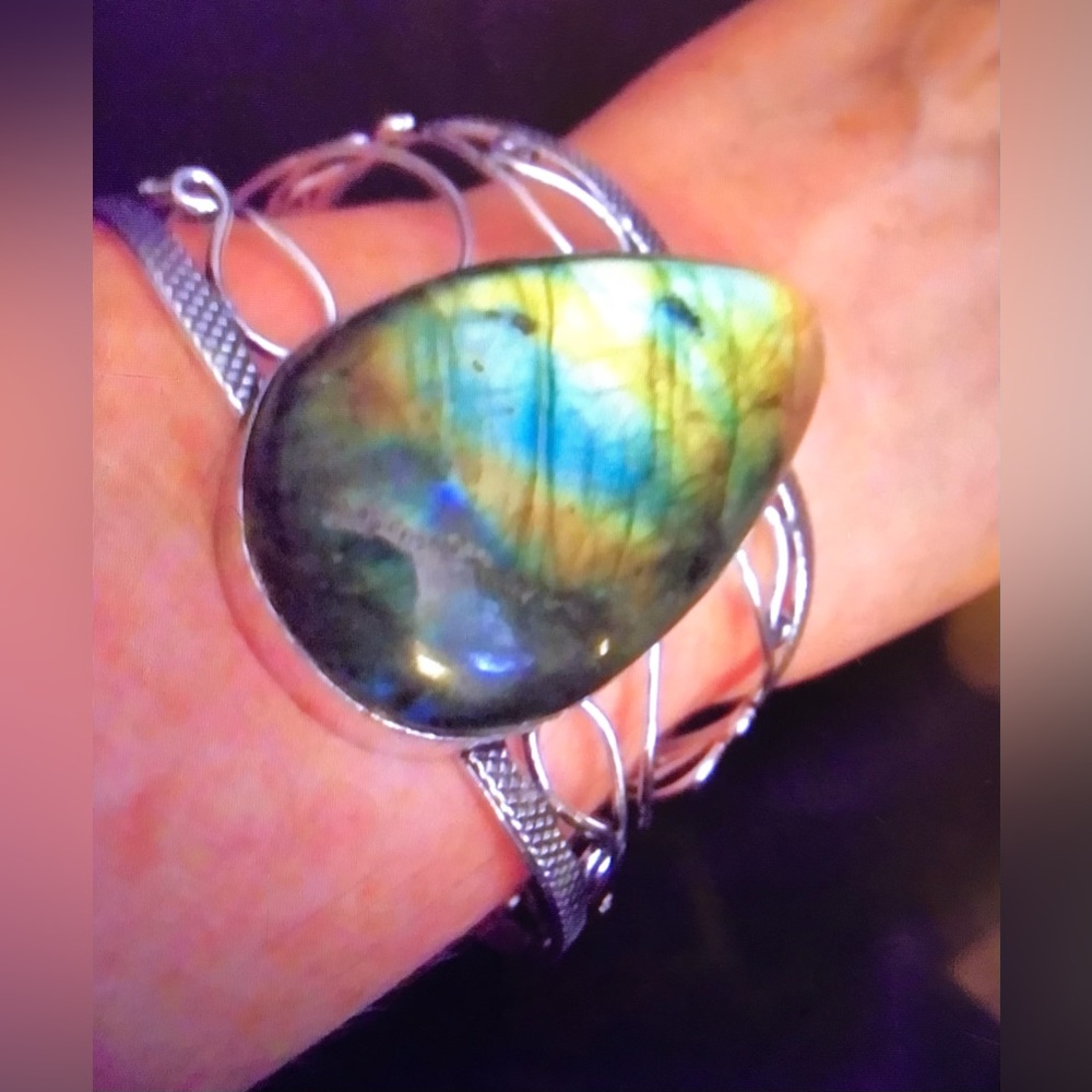 Labradorite 925 Sterling Silver Cuff Bracelet